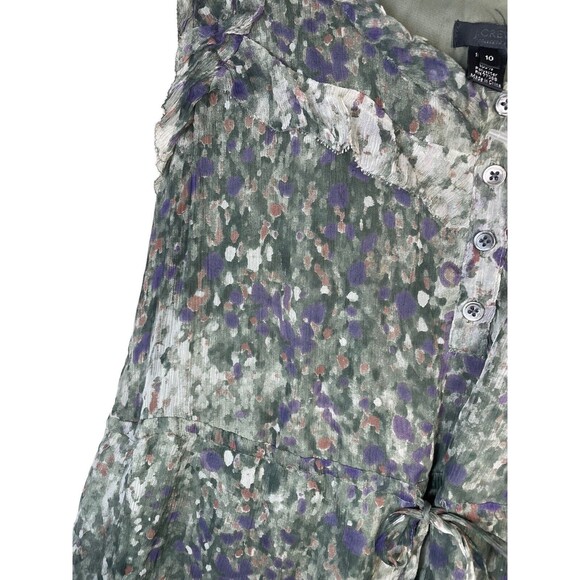 J Crew Collection Womens Green Purple Ruffles Sleeveless Silk Dress Size 10 - Picture 3 of 12